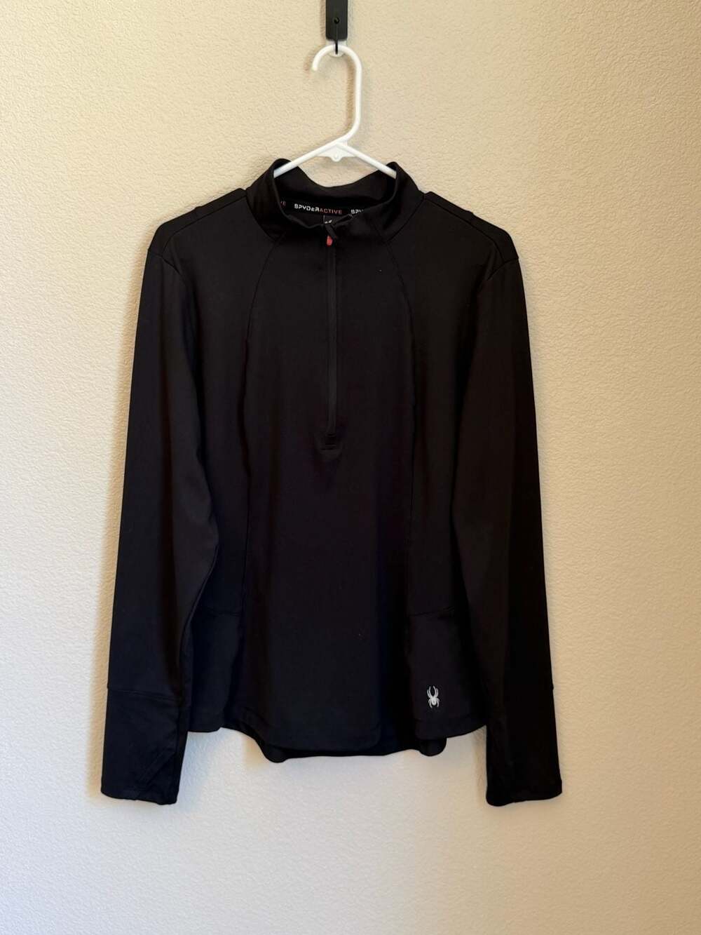 Spyder Active Women's Black Quarter Zip Long Sleeve Athletic Pullover Shirt XL